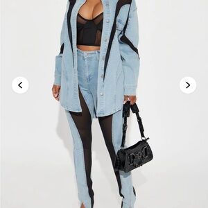 Fashion Nova Light Blue Denim Jacket and Matching Denim Jegging